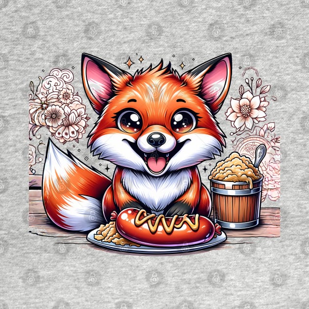 Cute Fox eating german food by TaevasDesign